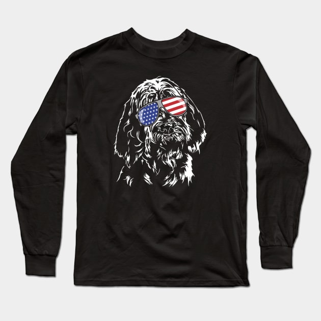 Proud Italian Spinone American Flag sunglasses dog Long Sleeve T-Shirt by wilsigns